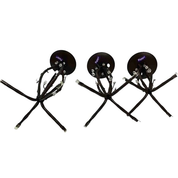 Trio Of Decorative Iron Candle Holders Metalware Brown Clear Teardrops Elements - Picture 6 of 11